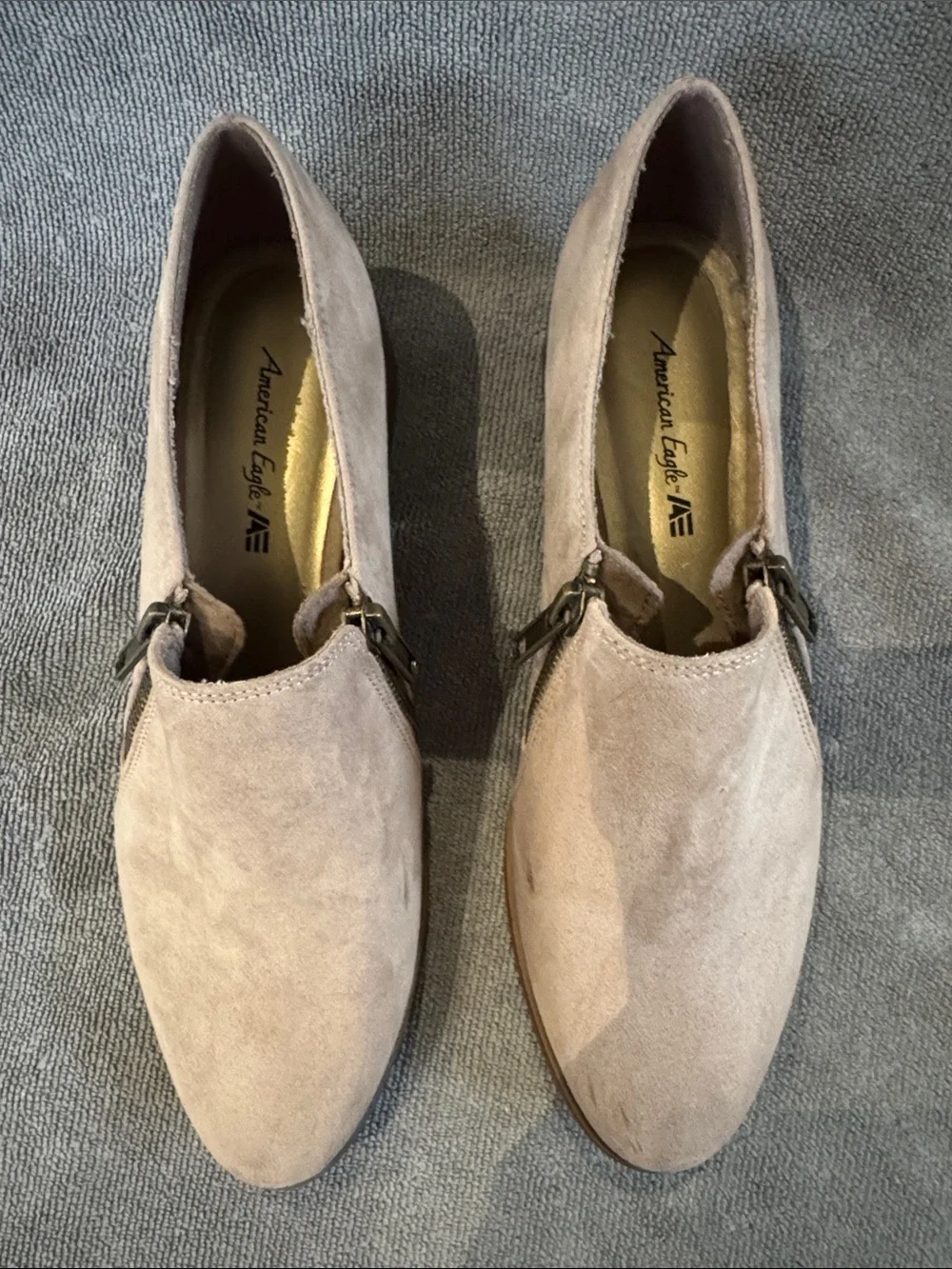 American Eagle Women's Double Zipper Faux Suede Slip-On Ankle Shoes